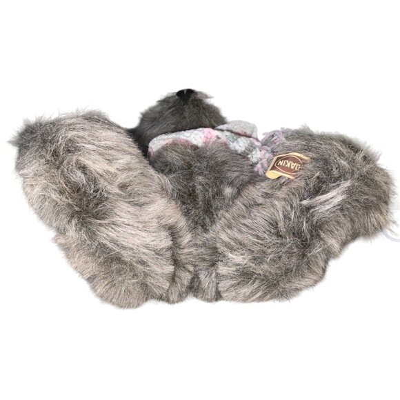 Elegant Plush Teddy Bear By Dakin With Glasses & Knit Scarf Gray Fur 12 Inch Col - Picture 7 of 12